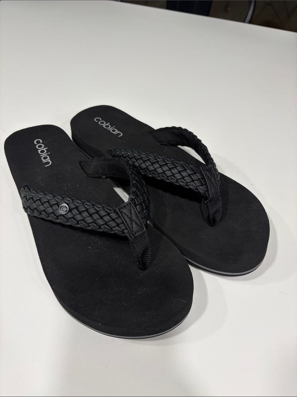 Cobian Women’s Black Braided Thong Sandals. Size 12